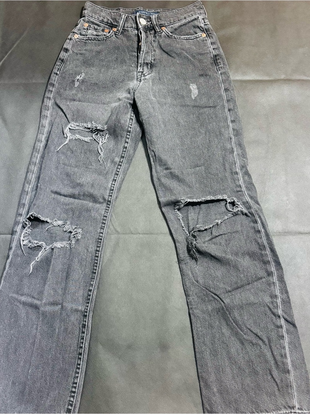 Aeropostale Black Denim 90’s Baggy Jeans, Ripped, High Waisted, Size 000R